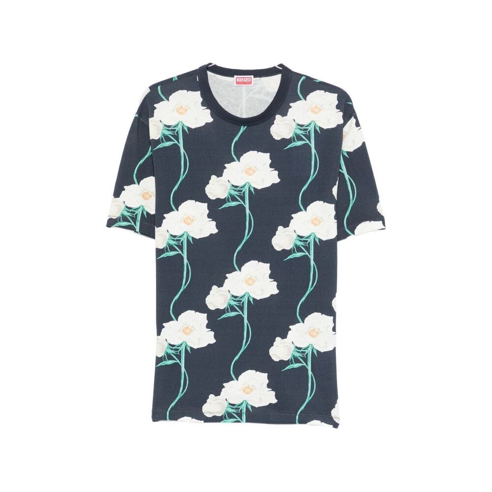 KENZO Dark Blue Silk-Nylon Short-Sleeve T-Shirt